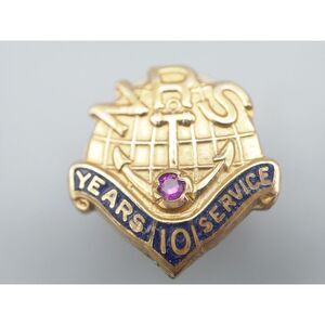 VTG US Navy Pin 10K GF + Ruby